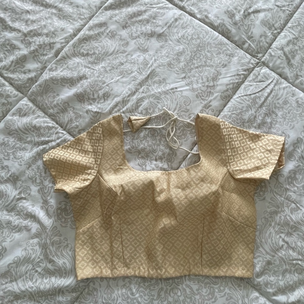 NWOT Gold cropped saree top